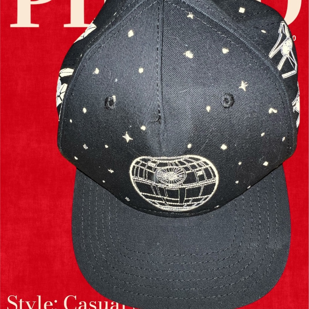 Black Cap with Star and Globe Design